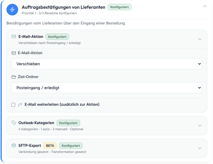 Aktionen & Export – automatisch