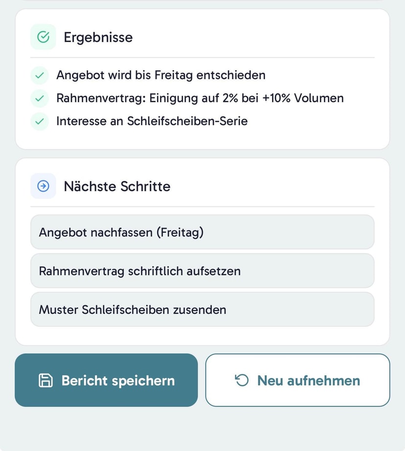 viamind App – Ergebnisse und Nächste Schritte nach dem Kundentermin